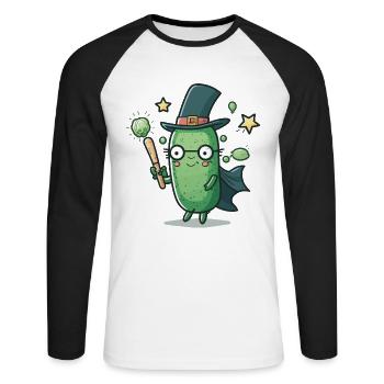 Mystère et émerveillement - T-shirt baseball manches longues Homme - blanc/noir - Devant - Nik (191cm)