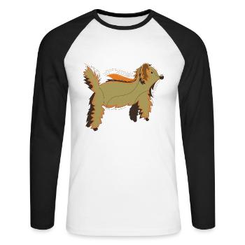 Chien moelleux créature semblable à un ours - T-shirt baseball manches longues Homme - blanc/noir - Devant - Nik (191cm)