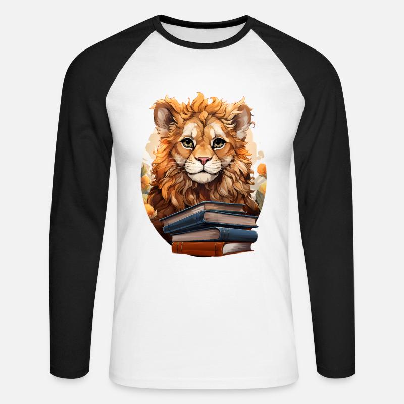 Löwe - Unisex Baseballshirt langarm - Weiß/Schwarz