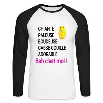 CHIANTE, RALEUSE - T-shirt baseball manches longues Homme - blanc/noir - Devant - Nik (191cm)