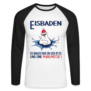 winterbader winterschwimmen pudelmütze eisbaden - Unisex Baseballshirt langarm - Weiß/Schwarz - Vorne - Nik (191cm)
