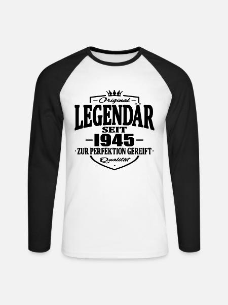 legendär seit 1945 - Unisex Baseballshirt langarm - Weiß/Schwarz