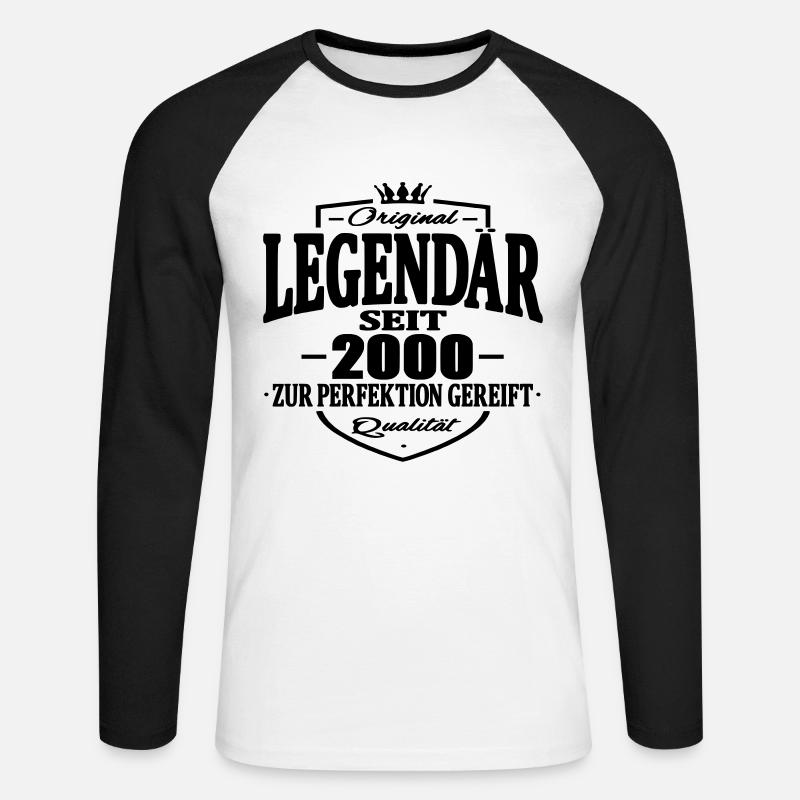 legendär seit 2000 - Unisex Baseballshirt langarm - Weiß/Schwarz