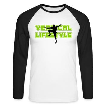 mode de vie vertical 2 - T-shirt baseball manches longues Homme - blanc/noir - Devant - Nik (191cm)