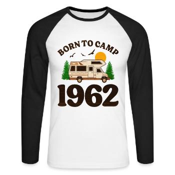 Né Pour Camper 1962 Camping 60 Ans Anniversaire - T-shirt baseball manches longues Homme - blanc/noir - Devant - Nik (191cm)