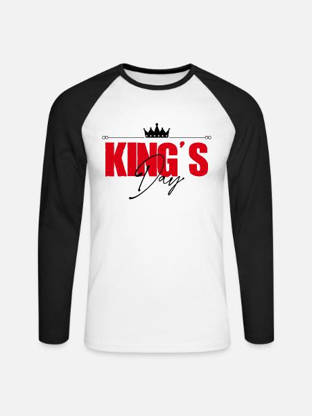 KING'S Day. Kings Day. King for a day. - Unisex Long Sleeve Baseball T-Shirt - white/black