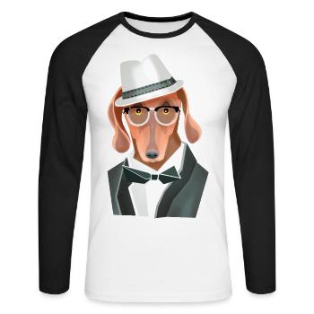 Toby Chic - Unisex Long Sleeve Baseball T-Shirt - white/black - Front - Nik (191cm)