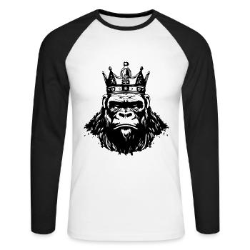 Roi Tête de Couronne de gorille - T-shirt baseball manches longues Homme - blanc/noir - Devant - Nik (191cm)
