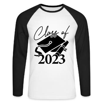 Class Of 2023 Graduation Party Gift For Him & Her - Unisex Long Sleeve Baseball T-Shirt - white/black - Front - Nik (191cm)
