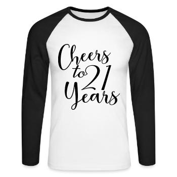 Vive le 21e anniversaire de 21 ans - T-shirt baseball manches longues Homme - blanc/noir - Devant - Nik (191cm)