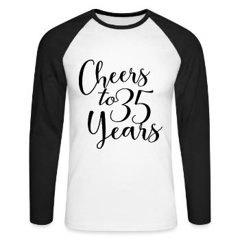 35. Geburtstag Männer Frauen Jubiläum 35 Jahre alt - Unisex Baseballshirt langarm - Weiß/Schwarz - Vorne - Nik (191cm)