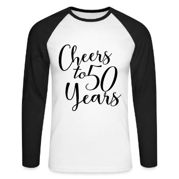 Prost auf 50 Jahre 50. Geburtstag - Unisex Baseballshirt langarm - Weiß/Schwarz - Vorne - Nik (191cm)