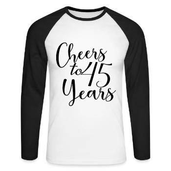 Vive le 45e anniversaire de 45 ans - T-shirt baseball manches longues Homme - blanc/noir - Devant - Nik (191cm)