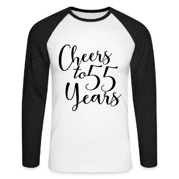 Prost auf 55 Jahre 55. Geburtstag - Unisex Baseballshirt langarm - Weiß/Schwarz - Vorne - Nik (191cm)