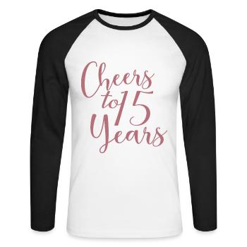 Vive le 15e anniversaire de 15 ans - T-shirt baseball manches longues Homme - blanc/noir - Devant - Nik (191cm)