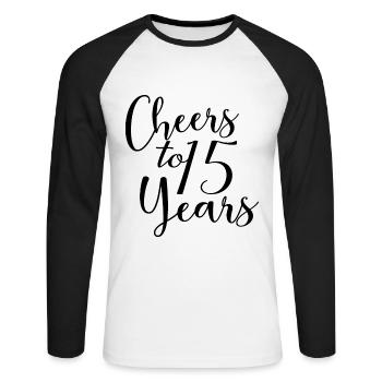 Vive le 15e anniversaire de 15 ans - T-shirt baseball manches longues Homme - blanc/noir - Devant - Nik (191cm)