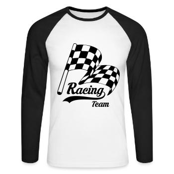 Racing Team 06 - T-shirt baseball manches longues Homme - blanc/noir - Devant - Nik (191cm)