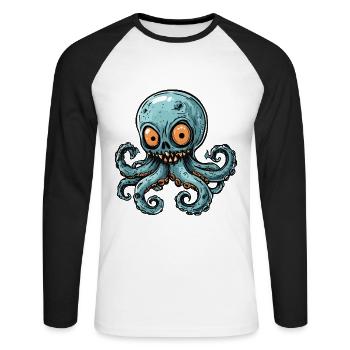 Octopus Halloween Funny Zombie - Unisex Long Sleeve Baseball T-Shirt - white/black - Front - Nik (191cm)