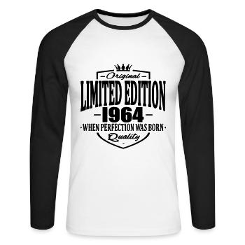 Limited edition 1964 - Unisex Long Sleeve Baseball T-Shirt - white/black - Front - Nik (191cm)