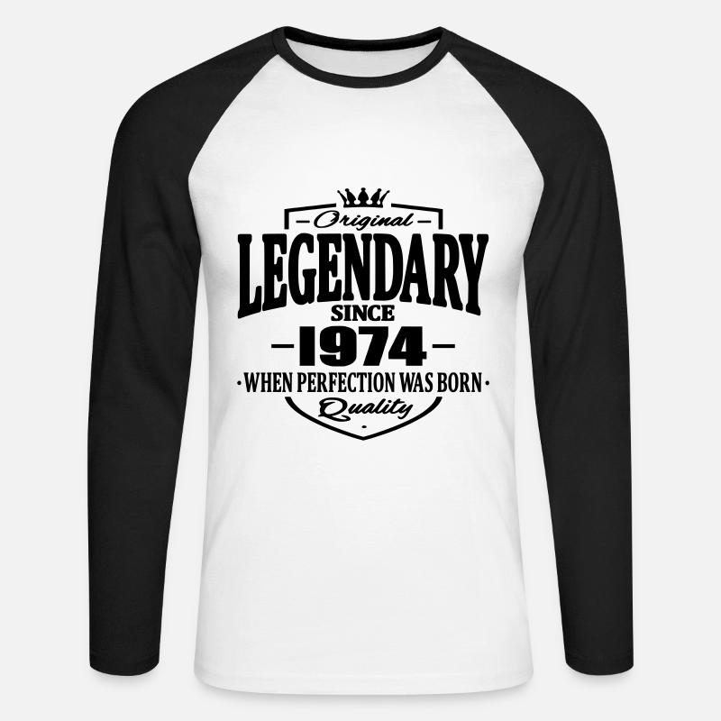 Legendary seit 1974 - Unisex Baseballshirt langarm - Weiß/Schwarz