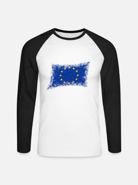 Europaflagge - Unisex Baseballshirt langarm - Weiß/Schwarz