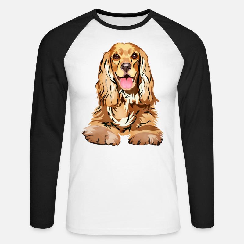 Cocker Spaniel - Unisex Baseballshirt langarm - Weiß/Schwarz