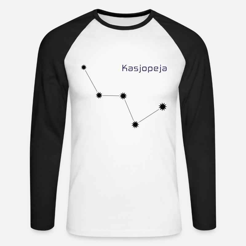 La costellazione "Cassiopea" con la scritta "Cassiopea" - Maglia da baseball a manica lunga da uomo - bianco/nero