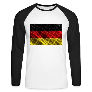 Allemagne - T-shirt baseball manches longues Homme - blanc/noir - Devant - Nik (191cm)