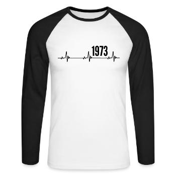 1973 Geschenk 1973 Retro 1973 Original 1973 Jahrgang - Unisex Baseballshirt langarm - Weiß/Schwarz - Vorne - Nik (191cm)