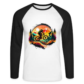 Mountain Bike BMX MTB Bike Street Trial Outdoor - Unisex Long Sleeve Baseball T-Shirt - white/black - Front - Nik (191cm)