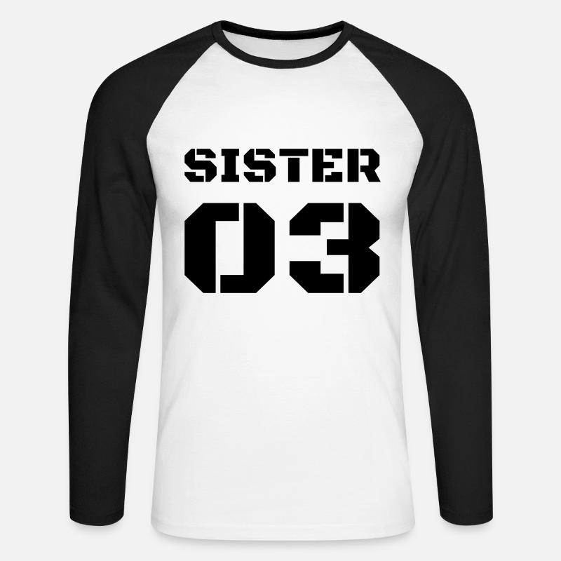 Dritte Schwester - Sister 03 - Unisex Baseballshirt langarm - Weiß/Schwarz