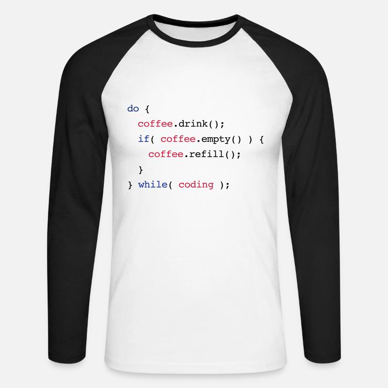 Code Coffee Refill Codierung - Unisex Baseballshirt langarm - Weiß/Schwarz