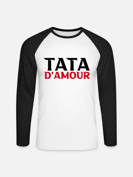 Tata d'amour - T-shirt baseball manches longues Homme - blanc/noir