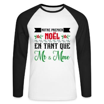 Notre premier Noël en tant que Mr. et Mme - T-shirt baseball manches longues Homme - blanc/noir - Devant - Nik (191cm)