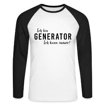 Human Design System Generator kann immer Sakral - Unisex Baseballshirt langarm - Weiß/Schwarz - Vorne - Nik (191cm)