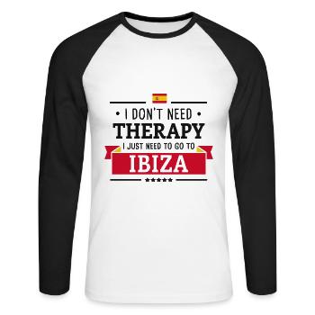 IBIZA THERAPY SPAIN COOL PARTY HOLIDAY GIFT - Unisex Long Sleeve Baseball T-Shirt - white/black - Front - Nik (191cm)