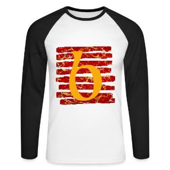 strips e 232 b - Unisex Long Sleeve Baseball T-Shirt - white/black - Front - Nik (191cm)