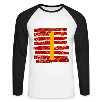 streifen e 232 l - Unisex Baseballshirt langarm - Weiß/Schwarz - Vorne - Nik (191cm)