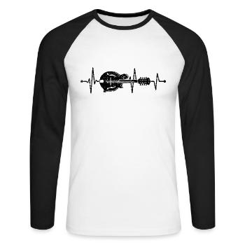 Mandolin Heartbeat Bluegrass Country Music - Unisex Long Sleeve Baseball T-Shirt - white/black - Front - Nik (191cm)