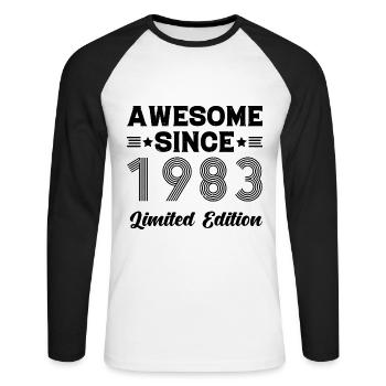 Awesome Since 1983 Limited Edition Birthday 40 - Unisex Baseballshirt langarm - Weiß/Schwarz - Vorne - Nik (191cm)