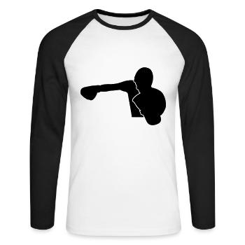 Boxer Beats KnockOut Design - Unisex Long Sleeve Baseball T-Shirt - white/black - Front - Nik (191cm)