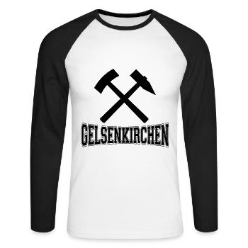 Gelsenkirchen - Unisex Baseballshirt langarm - Weiß/Schwarz - Vorne - Nik (191cm)