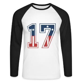 Nummer 17 USA - Unisex Baseballshirt langarm - Weiß/Schwarz - Vorne - Nik (191cm)