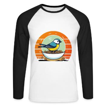 Bird Feeding - Unisex Long Sleeve Baseball T-Shirt - white/black - Front - Nik (191cm)