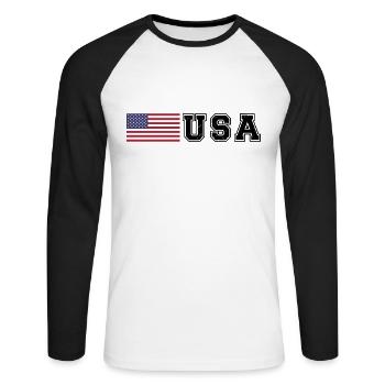 ÉQUIPE États-Unis Drapeau américain devant la police de caractères - T-shirt baseball manches longues Homme - blanc/noir - Devant - Nik (191cm)