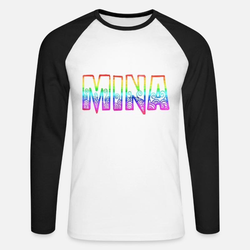 mina rs regenbogen - Unisex Baseballshirt langarm - Weiß/Schwarz