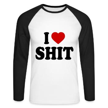 I love shit - T-shirt baseball manches longues Homme - blanc/noir - Devant - Nik (191cm)