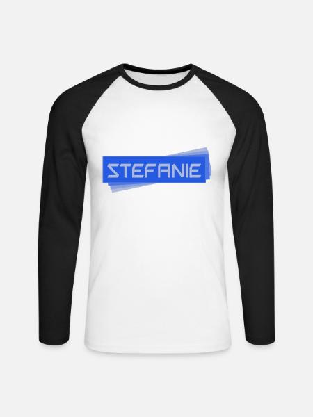 Stefanie - Unisex Baseballshirt langarm - Weiß/Schwarz
