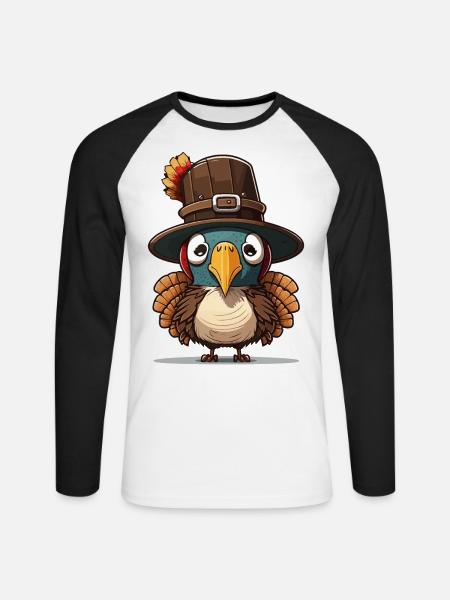Thanksgiving Truthahn - Unisex Baseballshirt langarm - Weiß/Schwarz