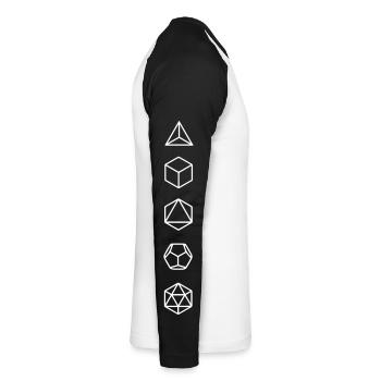 Platonische Körper Bausteine des Lebens Elemente - Unisex Baseballshirt langarm - Weiß/Schwarz - Rechts - Nik (191cm)